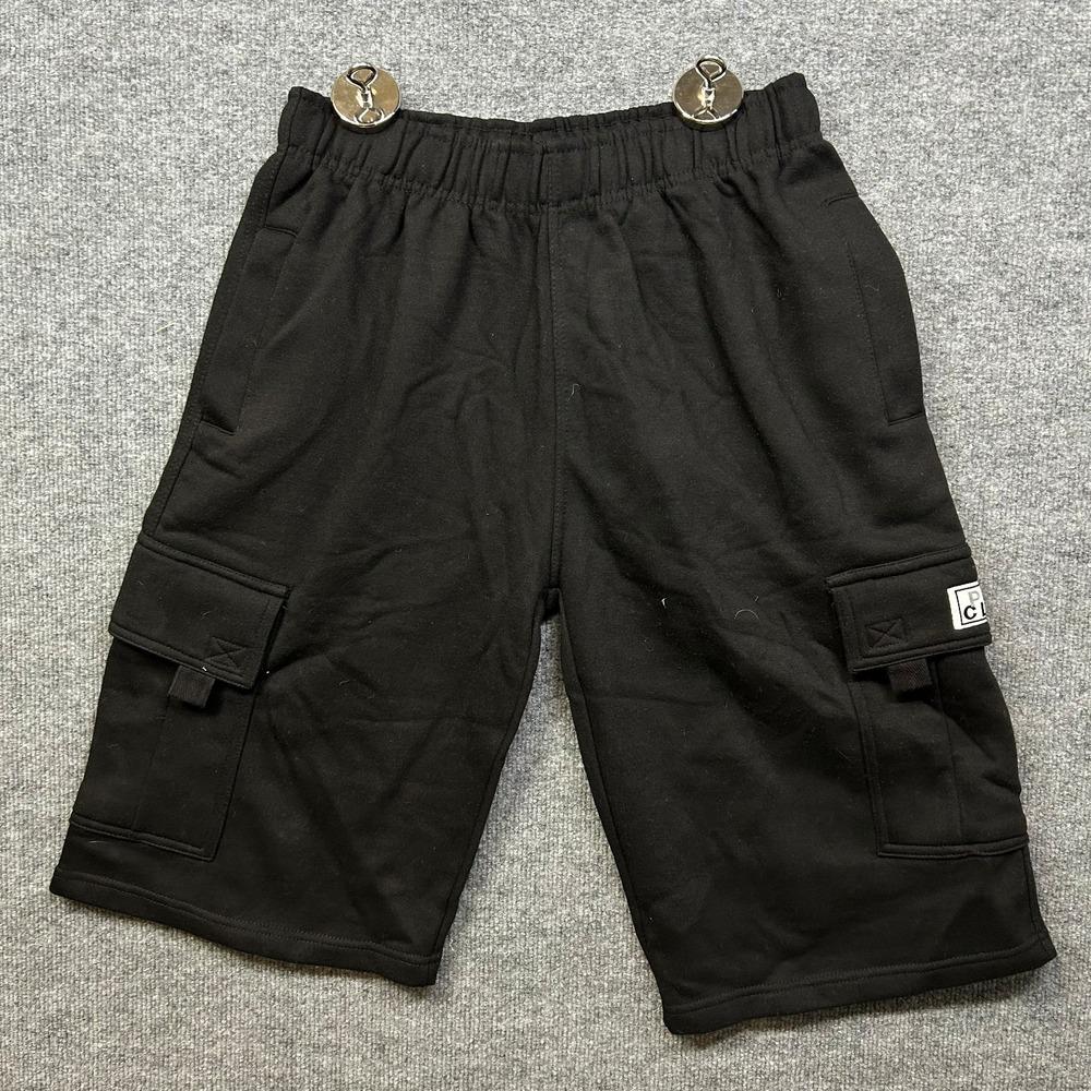 Pro Club Fleece Cargo Shorts Mens Black Pockets High Rise Streetwear Large - NWT